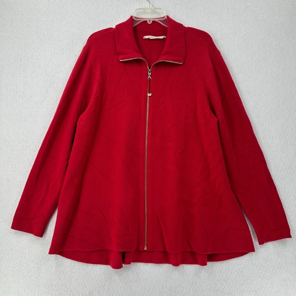 Soft Surroundings Full Zip‎ Sweater Jacket Size 1X Red Velvet Pull